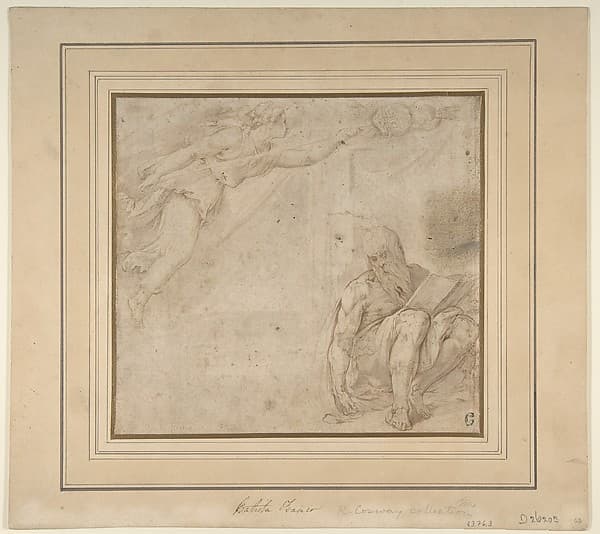 Allegory with a Flying Victory and a Seated Bearded Man with a Book