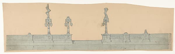 Design for a Stage Set at the Opéra, Paris: Balustrade wtih Lamp Posts
