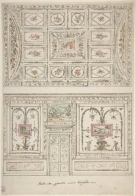 Design for the Decoration of a Wall and Ceiling of a 'Gabinetto' related to Virgil's Fourth Canto