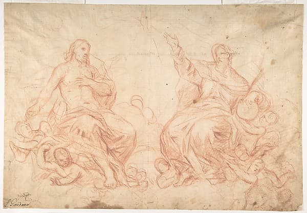 The Holy Trinity (recto); Studies of Seated Female Figures (the Virgin and another Saint?) (verso)