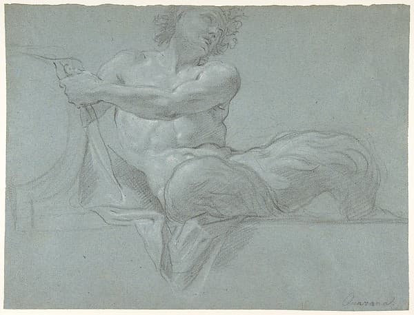 Satyr Reclining on a Ledge, Facing Right (recto); Satyr Reclining on a Ledge, Facing Left (verso)