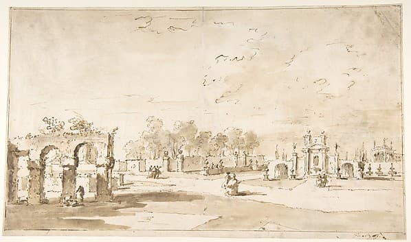Gardens of the Villa Correr, near Strà (recto); Study for The Transverberation of Saint Teresa of Jesus and a Study of Hands (verso)