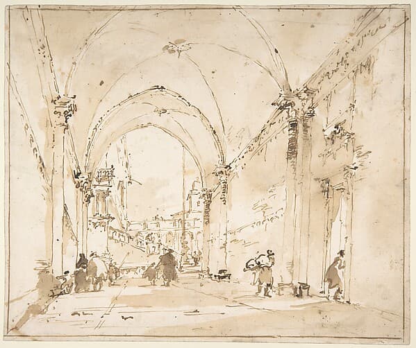 Architectural Capriccio: Vaulted Passageway Leading to a Square