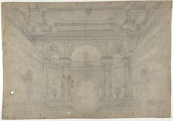 Design for a Stage Set at the Opéra, Paris: Interior with Coiffered Ceiling