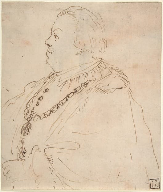 Waist-Length Portrait of a Man Wearing the Order of the Golden Fleece, in Profile Facing Left