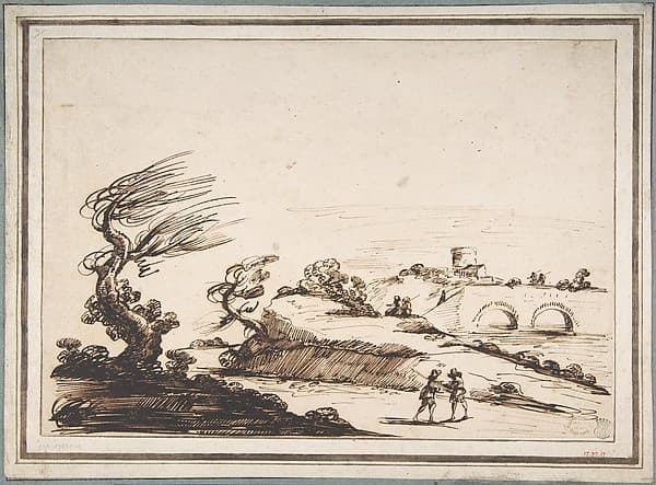 Landscape with Figures and a Two-Arched Bridge