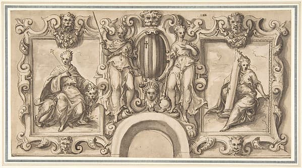 Design for a Wall Decoration over an Arched Doorway with Grimani Arms