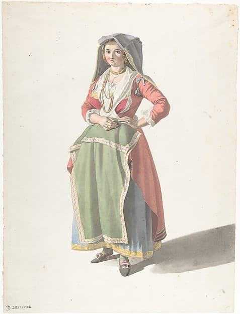 Young Woman Standing in Traditional Neapolitan Dress
