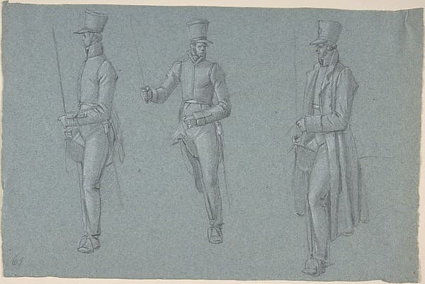Three studies on a man on a saddle