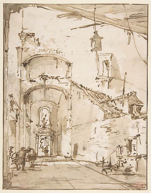 Architectural Capriccio: A Vaulted Passageway (recto); Ruined Loggia (verso)