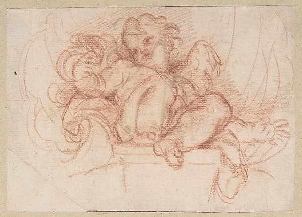 Study of a Putto Seated on a Corbel in a Shell Niche