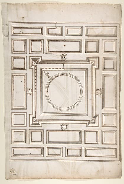 Unidentified, ceiling plan (recto) Palazzo Farnese, ceiling plan (verso)