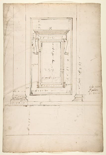 San Lorenzo, Library, window, elevation (recto) San Lorenzo, Library, window, cornice, section; cornice, section (verso)