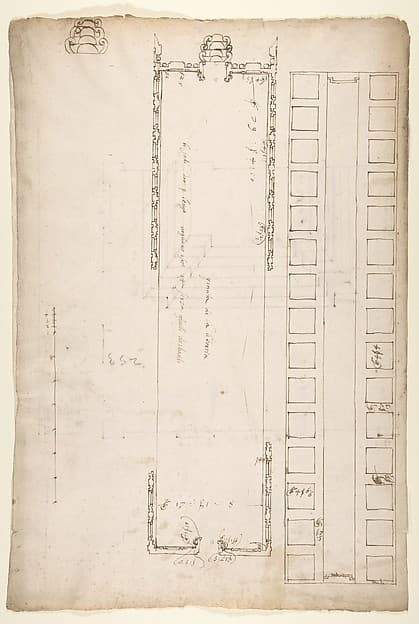 San Lorenzo, Library, plan; reflected ceiling plan; stair, detail (recto) San Lorenzo, Ricetto, plan (verso)