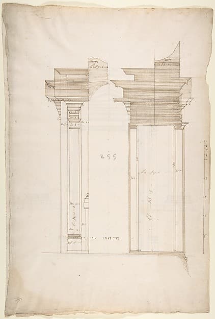 San Lorenzo, Library, portal, section (recto) San Lorenzo, Library, Ricetto, portal, elevation (verso)