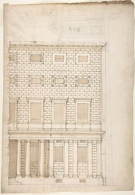 Palazzo Massimo alle Colonne, elevation (recto) Palazzo Massimo alle Colonne, portal, elevation; portal entablature, profile (verso)