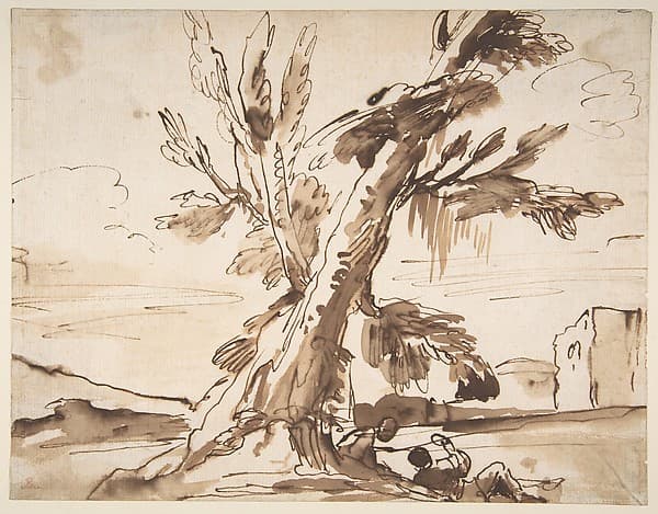Landscape with Two Men Under a Tree.
