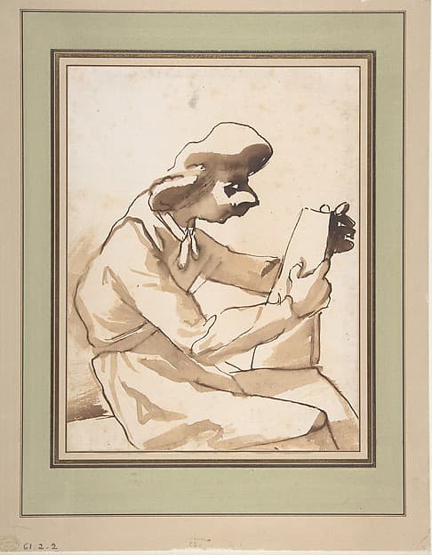 Caricature of a Seated Man Reading