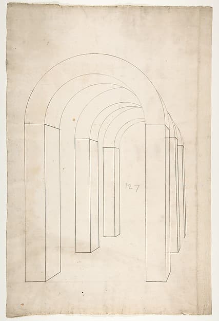 Perspective study of an Arched Colonnade