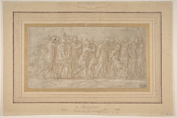 Roman or Greek Warriors Celebrating after a Victory.