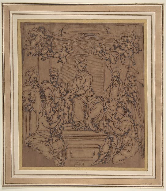 Virgin and Child Enthroned with Saint Anthony Abbot, Saint Peter, Saint Paul, Saint Julian the Hospitaler, Saint Roch, and Saint Mary Magdalen?