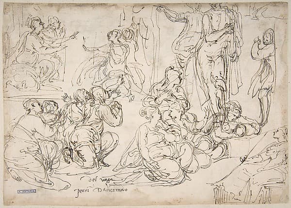 Kneeling, Seated and Standing Figures (recto); Seated, Kneeling and Reclining Figures (verso)