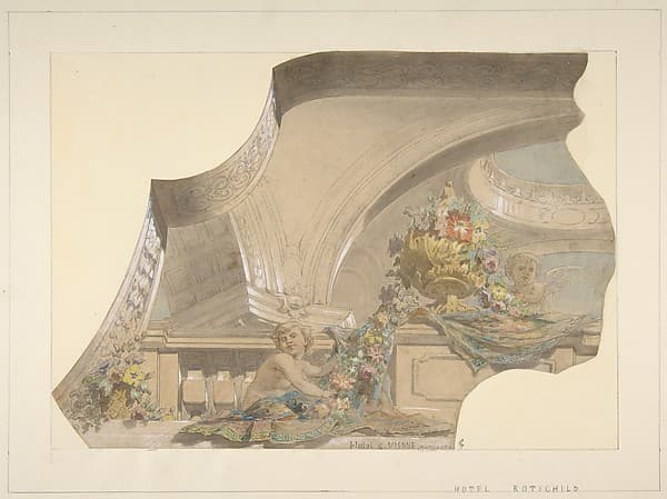 Ceiling and Cove Designs for Stairway, Hôtel Rothschild, Vienna