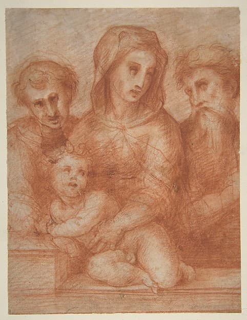 Virgin and Child with Two Saints (recto); Fragmentary Design of a Pietà (verso)