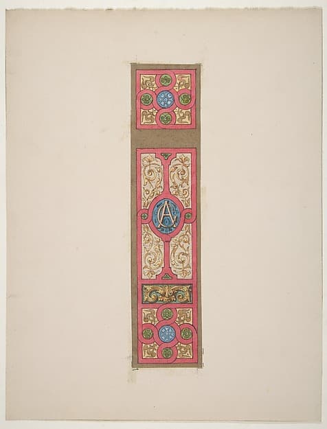 Design for the painted decoration of a wall of ceiling panel monogrammed "CA"