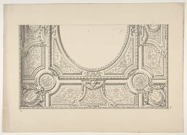 Design for the painted decoration of a ceiling with the monogram: M
