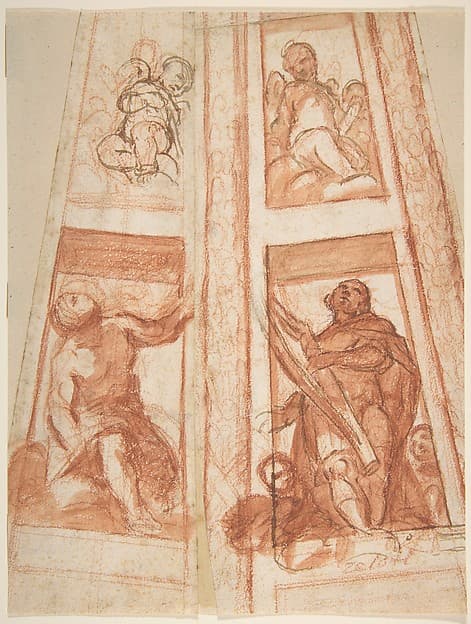 Design for the Decoration of a Cupola with a Prophet, King David and Two Putti