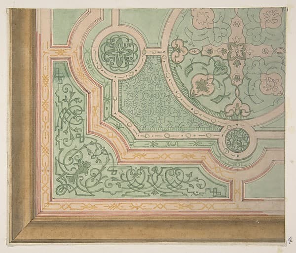 Design for the decoration of a ceiling with circular medallions