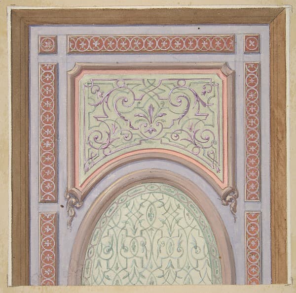 Partial design for the decoration of a ceiling with an oval panel at center