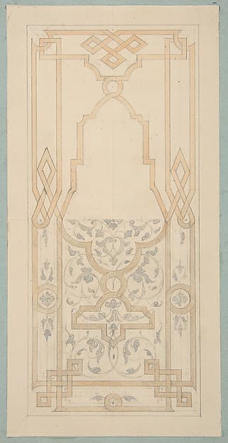 Design for a panel ornamented with strapwork and rinceaux