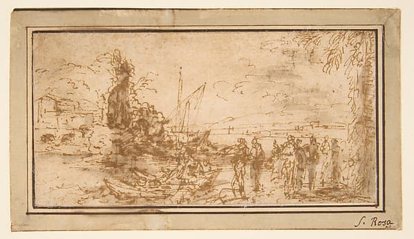 Marine landscape with figures