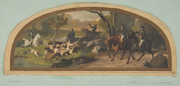 Hunting Scene; Mural design for a lunette in the library of the Chateau de Lude (Sarthe)