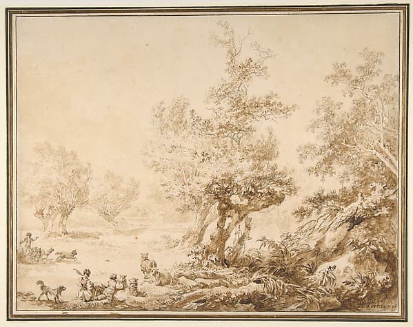 Shepherd with His Flock in a Clearing
