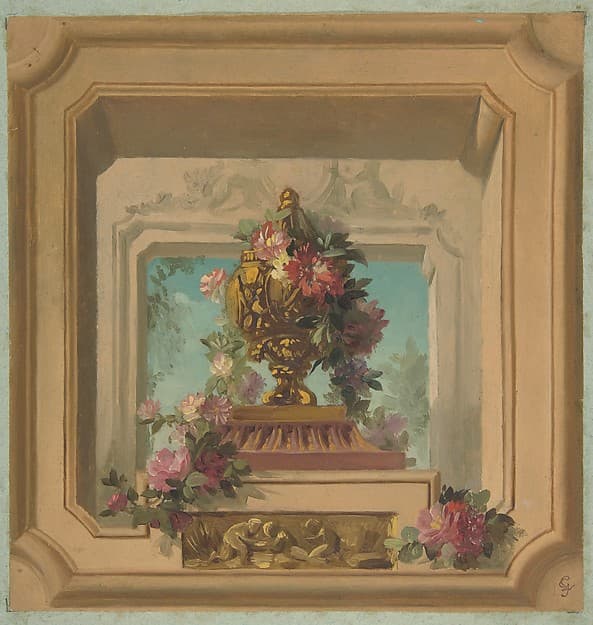 Trompe l'oeil design for a ceiling