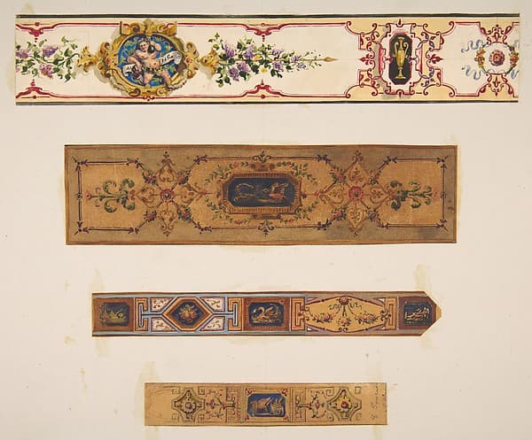 Four designs for painted borders to decorate a room