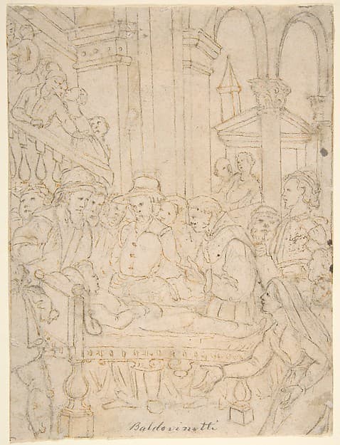 Saint Anthony of Padua Healing a Sick Man (recto); Partial Figural Studies Based on the Composition on the Recto (verso)