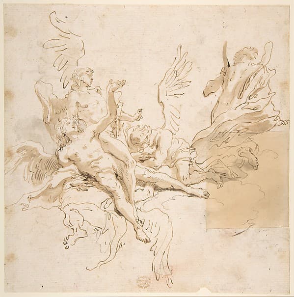 Sheet of Studies: Five Angels (recto); Youth in Clerical Robes and Other Studies (verso)