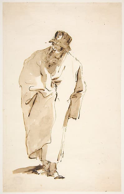 Standing Man in a Full Coat and High Hat with a Medaillon