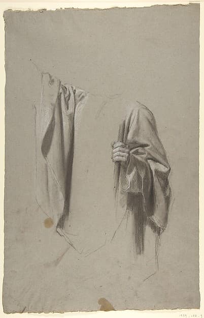 Drapery Study for Saint Remi (middle register; study for wall paintings in the Chapel of Saint Remi, Sainte-Clotilde, Paris, 1858)