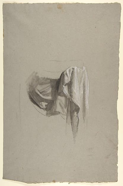 Drapery Study for Figure Holding Crown (middle register); study for wall paintings in the Chapel of Saint Remi, Sainte-Clotilde, Paris, 1858