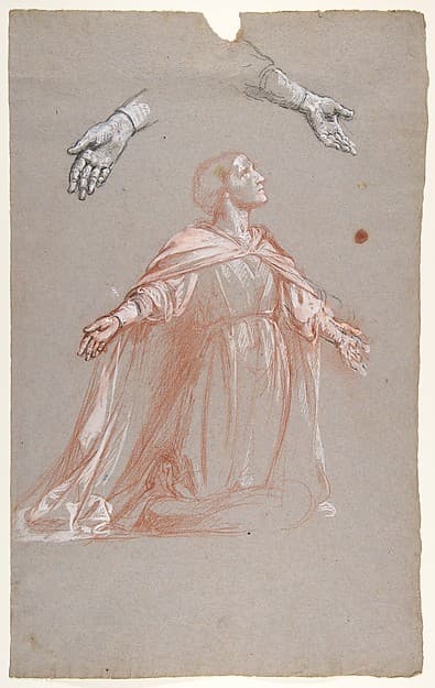 Sainte Clotilde (middle register; study for wall paintings in the Chapel of Saint Remi, Sainte-Clotilde, Paris, 1858)