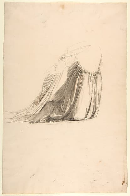 Drapery Study for Sainte Clotilde (middle register; study for wall paintings in the Chapel of Saint Remi, Sainte-Clotilde, Paris, 1858)
