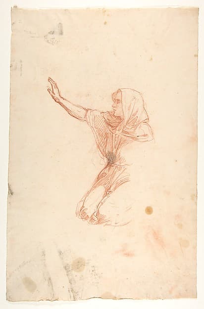 Kneeling Woman (lower register); verso: Kneeling Woman (lower register); (studies for wall paintings in the Chapel of Saint Remi, Sainte-Clotilde, Paris, 1858)