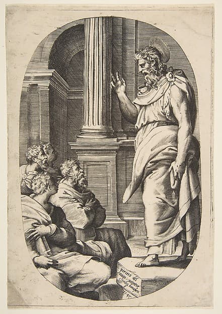 Saint Paul Preaching, an oval composition