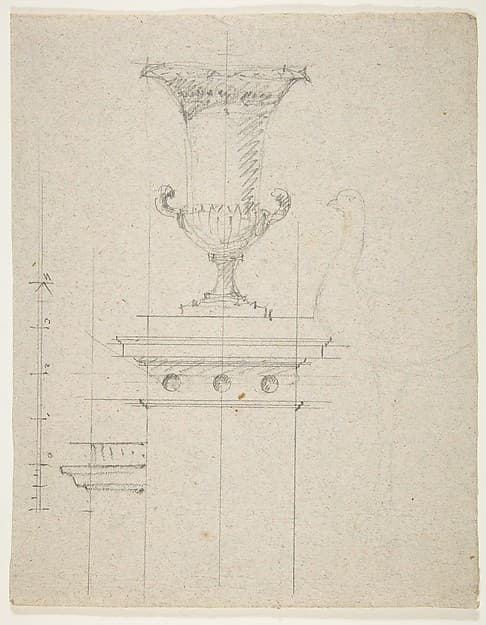 verso: Design for an urn; recto: Designs for two urns