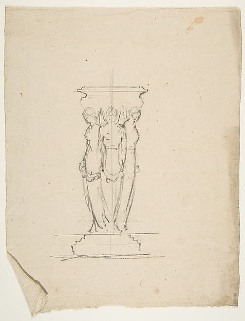 Desing for a base or support with three female figures
